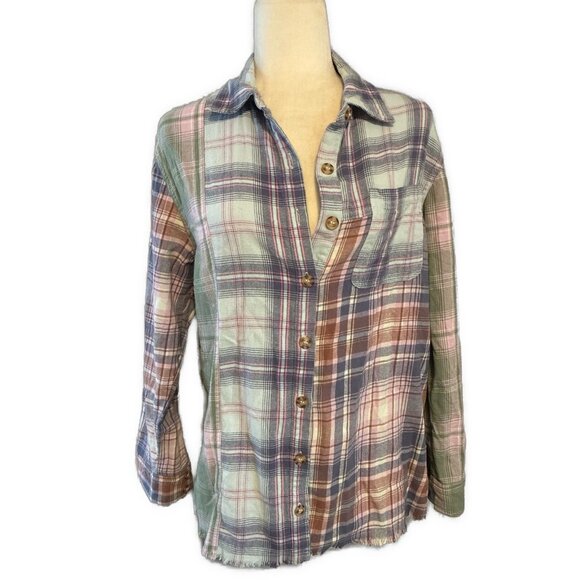 BP Tops - bp nordstrom Women’s Plaid Flannel Pink Blue Green Long Sleeve Top Shirt Xs